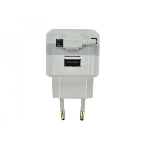 USB nabíjací adaptér, navíjací kábel micro USB + 1x USB, Solight DC39