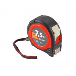 Meter zvinovací, pogumovaný, 1x brzda, 7,5m, šírka pásu 25mm, EXTOL PREMIUM