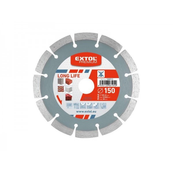 Kotúč diamantový rezný segmentový Long Life, 125x22, 2mm, suché rezanie, EXTOL PREMIUM