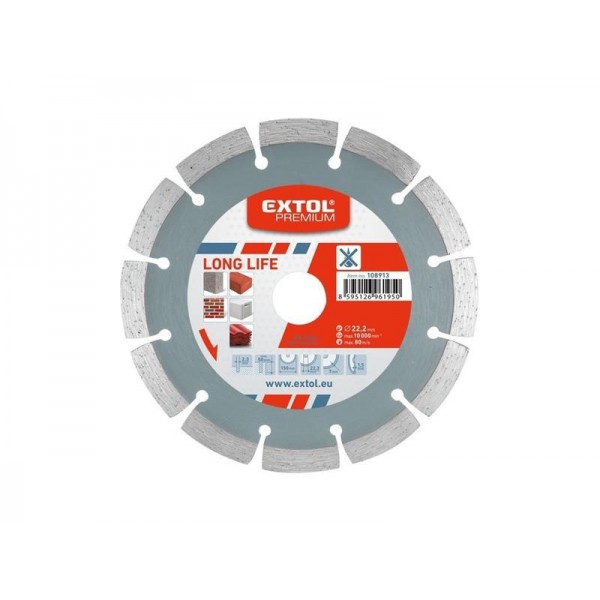 Kotúč diamantový rezný segmentový Long Life, 230x22,2mm, suché rezanie, EXTOL PREMIUM