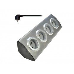 Predlžovací prívod, 4 zásuvky, strieborný, 1,5m, rohový design SOLIGHT PP103