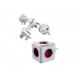 Zásuvka PowerCube REWIRABLE + TRAVEL PLUGS fialová