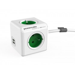 Zásuvka PowerCube EXTENDED USB s káblom 1.5m zelená