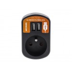 Predlžovací prívod 1 zásuvka, 2x USB, 5V/2100mA SENCOR SPC 70 BK