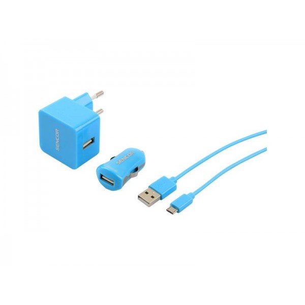 Nabíjačka SCO 516-000BK USB KIT 1M/WALL/CAR SENCOR